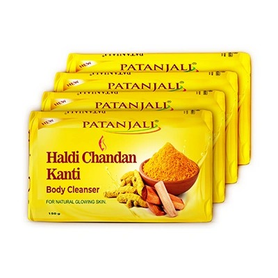 Patanjali Haldi Chandan Kanti Body Cleanser 150 G x 4 N - Fast Shipping to USA & Canada