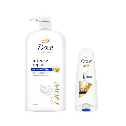 Dove Intense Repair Shampoo 1 Litre + Conditioner 175ml, Combo | For Dry and Damaged Hair | Enriched with Fibre Actives | Strengthens Smooth & Strong Hair - Fast Shipping to USA & Canada