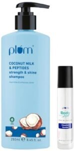 Plum Coconut Milk & Peptides strength & shine shampoo & Plum BodyLovin' Hawaiian Rumba Eau De Parfum Combo - Fast Shipping to USA & Canada - Image 2
