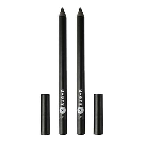 SUGAR Cosmetics Stroke Of Genius Heavy-Duty Kohl with Sharpner (Pack of 2) | Long Lasting, Smudge Proof & Waterproof Kajal Pencil | Matte Finish | 2.4gm - 05 Black Magic - Fast Shipping to USA & Canada
