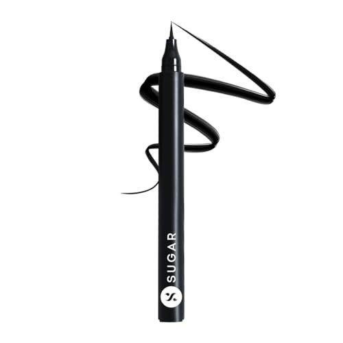 SUGAR Cosmetics Wingman Waterproof Matte Finish Microliner | Liquid Eyeliner | Flexi-Tip Applicator | Pen Eyeliner | Lasts Upto 12 Hrs | Smudgeproof & Transferproof | 1.6ml - 01 I'Ll Be Black - Fast Shipping to USA & Canada