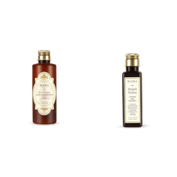 Kama Ayurveda Rose & Jasmine Hair Conditioner For Dry Hair (Jasmine), 200ml,Kama Ayurveda Bringadi Intensive Hair Treatment, 100ml clear - Fast Shipping to USA & Canada