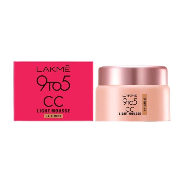 LAKME 9To5 Cc Light Mousse With Vitamin E & A Hint Of Foundation | Matte Finish, Non-Comedogenic, Lightweight Mousse Foundation, 25Gm - Almond - Fast Shipping to USA & Canada