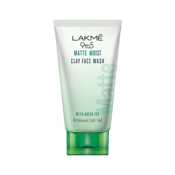 LAKME 9To5 Matte Moist Clay Facewash, Green Tea, Kaolin And Bentonite Clay, Removes Excess Oil, Cleansed, Refreshed Matte Looking Skin, 100G - Fast Shipping to USA & Canada