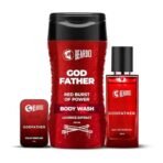 Beardo GodFather Body Wash 200ml, Solid Perfume 10g & Perfume 50ml - Set of 3, Grooming Essentials for Men | Powerful and Energising Bodywash for Men | Perfume for Men | Refreshing Cleanse & Long-Lasting Fragrance - Fast Shipping to USA & Canada - Image 2
