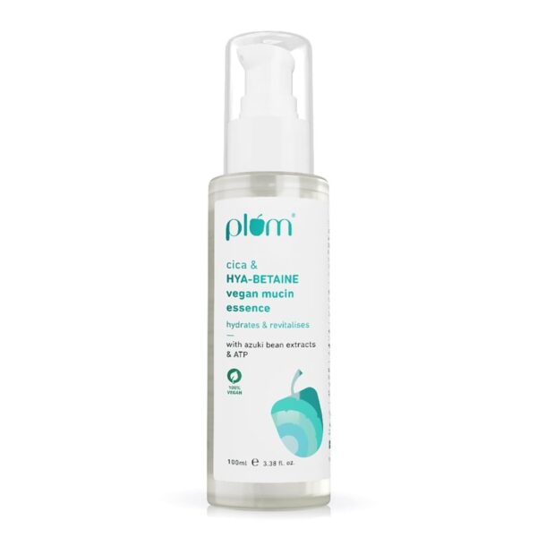 Plum Cica & HYA-BETAINE Vegan Mucin Essence | Intense Hydration, Soothing & Rejuvenation | with Azuki Bean Extracts & ATP | Light, Quick-Absorbing & Non-Sticky | All Skin Types | Women & Men | 100ml - Fast Shipping to USA & Canada