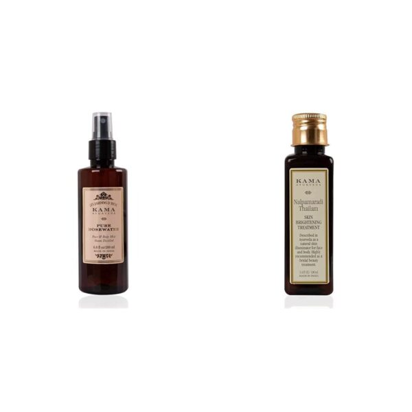 Kama Ayurveda Pure Rose Water Face and Body Mist, 6.7 Fl Oz & Kama Ayurveda Nalpamaradi Skin Brightening Treatment, 100ml - Fast Shipping to USA & Canada