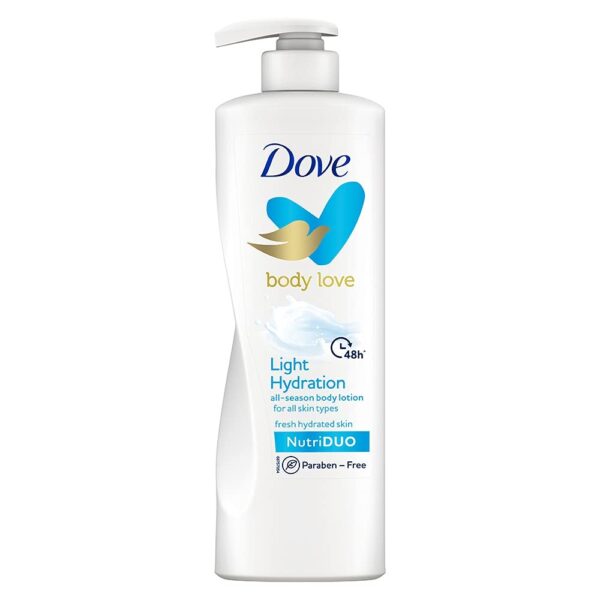 Dove Body Love Light Hydration Body Lotion For All Skin Types Paraben Free, 48hrs Moisturisation with Plant Based moisturiser, Fresh Hydrated Skin 400ml - Fast Shipping to USA & Canada