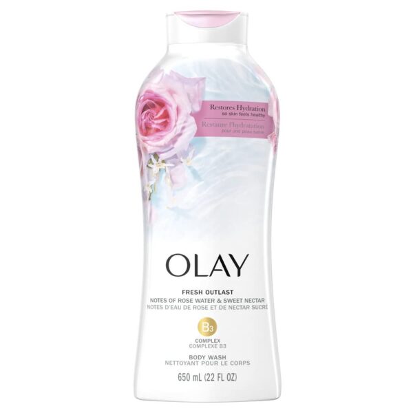 Olay Fresh Outlast Rose Water & Sweet Nectar Body Wash (650ml) - Fast Shipping to USA & Canada