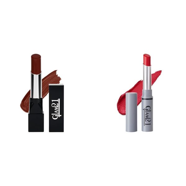 Glam 21 Ultra Velvet Lipstick | Long-lasting stay on lips | Lovely matte finish | 2.5gm | Hazel Nut-22 & Glam21 Long Lasting Non-Transfer Lipstick|Creamy Matte Formula - 2.8gm|Give Me Red-03 - Fast Shipping to USA & Canada