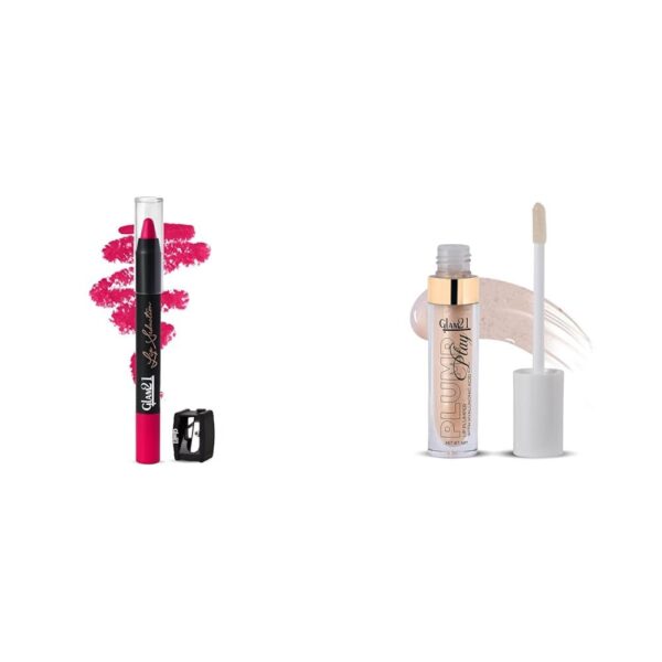 Glam 21 Lip Seduction Non- Transfer Crayon Lipstick|Sherbet Pink|07Lip Plumper With Hyaluronic Acid Lightweight Lip Gloss With High Shine Glossy Finish For Fuller And Plump Lips 04 Nude Shimmer - 5 Gm - Fast Shipping to USA & Canada