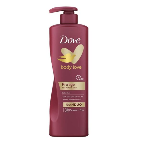 Dove Body Love Pro Age Body Lotion for Mature Skin 48hrs Moisturisation, Paraben Free, With Vitamin B3 & Olive Oil, For Nourished Radiant Skin 400 ml, Pink - Fast Shipping to USA & Canada