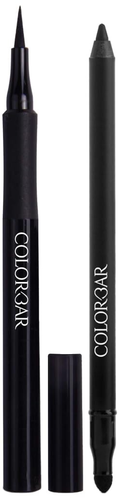 Colorbar Ultimate Eye Liner, Black, 1ml And Colorbar Just Smoky Kajal, Just Black, 1.2g - Fast Shipping to USA & Canada