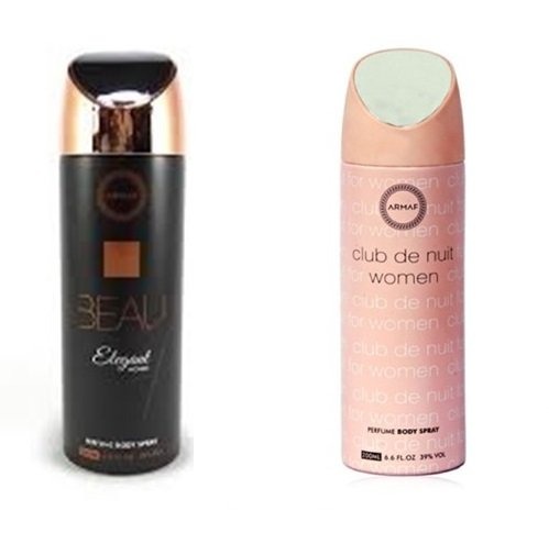 Armaf Beau Elegant Men & Club De Nuit Women Deodorant Body Spray Combo 200ml - Fast Shipping to USA & Canada