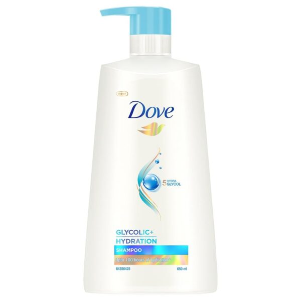 Dove Glycolic + Hydration Shampoo 650 ml with 5% Hydra-Glycol for Upto 100 hours of hydrated, fluid hair. - Fast Shipping to USA & Canada