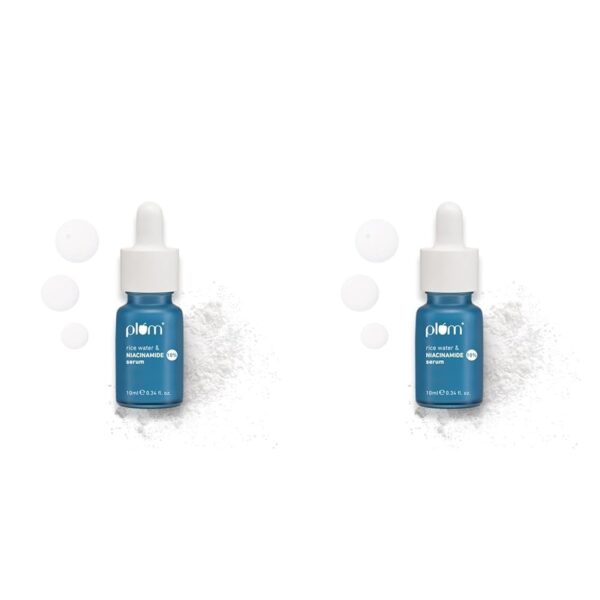 Plum 10% Niacinamide Face Serum | with Rice Water & Squalane| Brightens Skin | Clears Blemishes | Suits All Skin Types | Fragrance-Free | 10 ml (Pack of 2) - Fast Shipping to USA & Canada