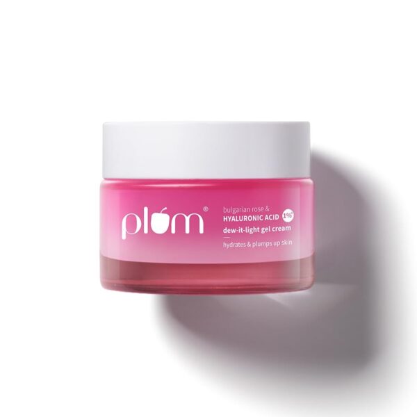 Plum Bulgarian Rose & 1% Hyaluronic Acid Dew-It-Light Gel Cream | Multi-Layer Hydration | Retains Moisture | Light, Oil-Free, Non-Greasy | Face Moisturizer for Women & Men | All Skin Types | 50g - Fast Shipping to USA & Canada