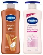 Vaseline Healthy Bright Body Lotion 400 ml, Daily Brightening Moisturizer with Sunscreen for Dry Skin, Gives Non-Greasy Glowing Skin - & Vaseline Intensive Care Cocoa Glow Body Lotion, 400 ml - Fast Shipping to USA & Canada - Image 2