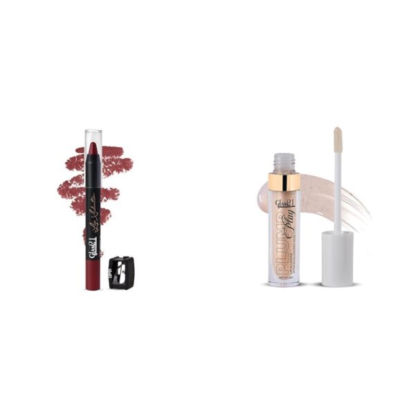 Glam 21 Lip Seduction Non- Transfer Crayon Lipstick|Light Maroon|04Lip Plumper With Hyaluronic Acid Lightweight Lip Gloss With High Shine Glossy Finish For Fuller And Plump Lips 04 Nude Shimmer - 5 Gm - Fast Shipping to USA & Canada
