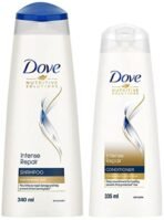 Dove Intense Repair Conditioner 335 ml, With Keratin Actives to Smoothen Dry and Frizzy Hair - Deep Conditions Damaged Hair for Men & Women, Intense Repair Shampoo 340 ml - Fast Shipping to USA & Canada
