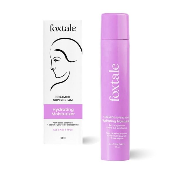 Foxtale 5x Hydrating Ceramide Moisturizer for Face | Micro Hyaluronic Acid & 3 Ceramides | Lightweight | Fast Absorbing | Repairs Skin Barrier and Texture | Men & Women - 50ml - Fast Shipping to USA & Canada