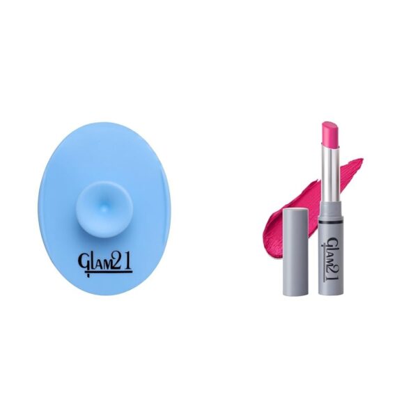 Glam 21 Silicone Face Cleanser Scrubber (Small) Long Lasting Non-Transfer Lipstick|Creamy Matte Formula - 2.8gm|Wild Magenta-17 - Fast Shipping to USA & Canada
