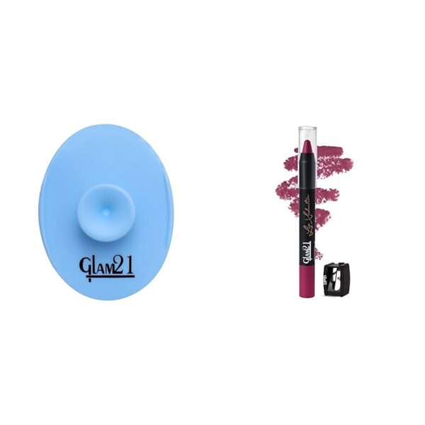 Glam 21 Silicone Face Cleanser Scrubber (Small) Lip Seduction Non- Transfer Crayon Lipstick| Lightweight & Longlasting|Creamy Matte Formula - 2.8gm| French Wine| 22 - Fast Shipping to USA & Canada