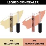 KINDED Liquid Concealer Full Coverage Colour Corrector Contour Waterproof HD Pro Master Series for Dry & Oily Skin Dark Circles & Spots (Creamy Matte, Yellow Tone & Peachy Orange Combo, 6 ml each) - Fast Shipping to USA & Canada - Image 3
