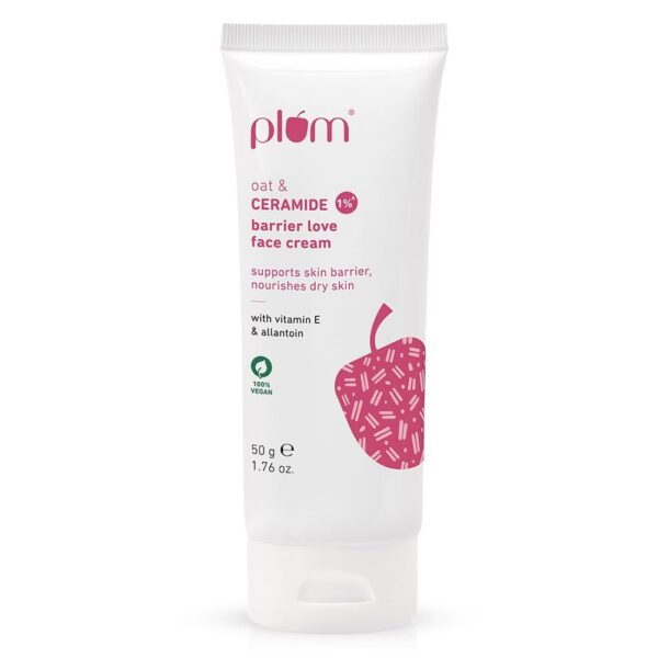 Plum Oat & 1% Ceramide Barrier Love Face Cream | Repairs, Strengthens & Maintains Skin Barrier | Moisturizer with Vitamin E & Allantoin | For Normal, Dry Skin | Women & Men | 50 g - Fast Shipping to USA & Canada