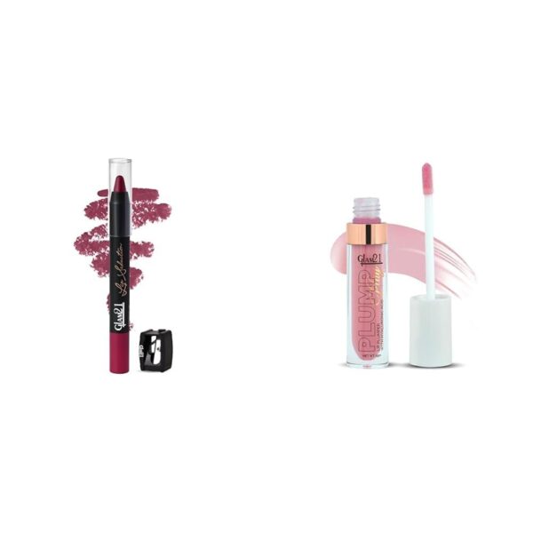 Glam 21 Lip Seduction Non- Transfer Crayon Lipstick| Super Star 19 Lip Plumper With Hyaluronic Acid Lightweight Lip Gloss With High Shine Glossy Finish For Fuller And Plump Lips 02 Pink Struck - 5 Gm - Fast Shipping to USA & Canada