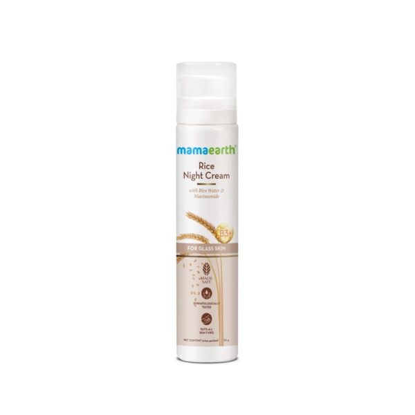 Mamaearth Rice Night Cream, for Clear Skin With Rice Water & Niacinamide for Glass Skin - 50 g - Fast Shipping to USA & Canada