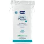 Chicco Baby Moments 100% Soft Cotton Squares (60 Count) for Cleaning and Baby Care | Soft & Gentle on Delicate Skin
