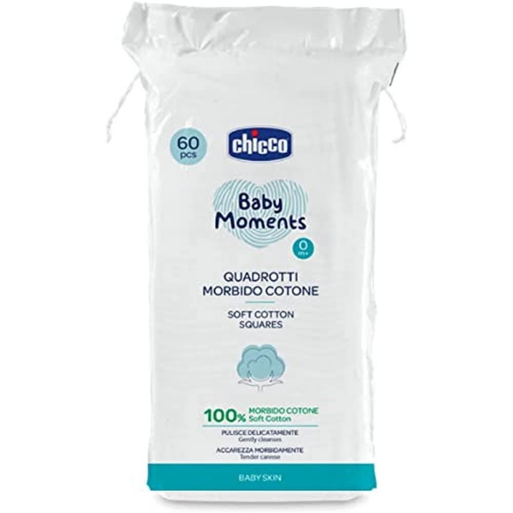 41NFvZ6SYwL-1.jpg Chicco Baby Moments 100% Soft Cotton Squares (60 Count) for Cleaning and Baby Care | Soft & Gentle on Delicate Skin - Image 1