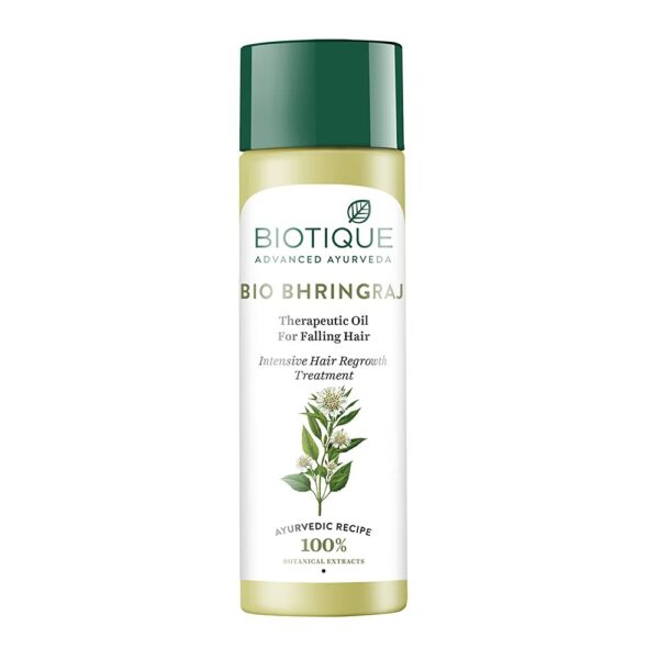 Biotique Bhringraj Therapeutic Hair Oil for Falling Hair | Intensive Hair Regrowth Treatment | Nourishing Hair Follicles| Strong and Shiny Hair| For All Skin Types| 120m - Fast Shipping to USA & Canada