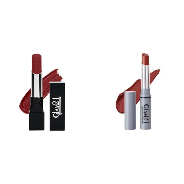 Glam 21 Ultra Velvet Lipstick | Long-lasting stay on lips | Lovely matte finish | 2.5gm | Deep Red-3 & Long Lasting Non-Transfer Lipstick|Creamy Matte Formula - 2.8gm|Fliter Coffee-15 - Fast Shipping to USA & Canada