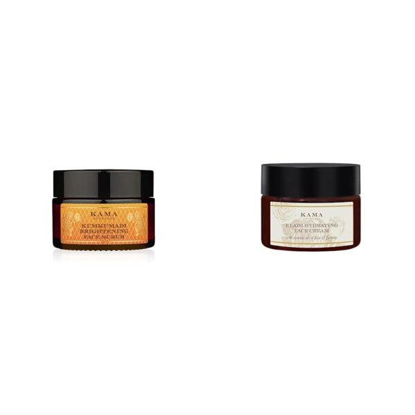 Kama Ayurveda Kumkumadi Brightening Face Scrub 25gm,Kama Ayurveda Eladi Hydrating Face Cream 25Gm - Fast Shipping to USA & Canada