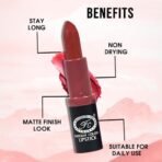 FASHION COLOUR Fabulous Satin Matte | Long Stay Upto 6 Hrs | Waterproof | Smudge Proof and Lipstick for Women | Single Swipe Application | Matte Finish | 4g | Garnet - Fast Shipping to USA & Canada - Image 5