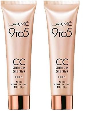 LAKME 9 To 5 Complexion Care Cream, Medium, Radiant, Natural, Luminous, Dry| Bronze 9 G (Pack of 2) - Fast Shipping to USA & Canada