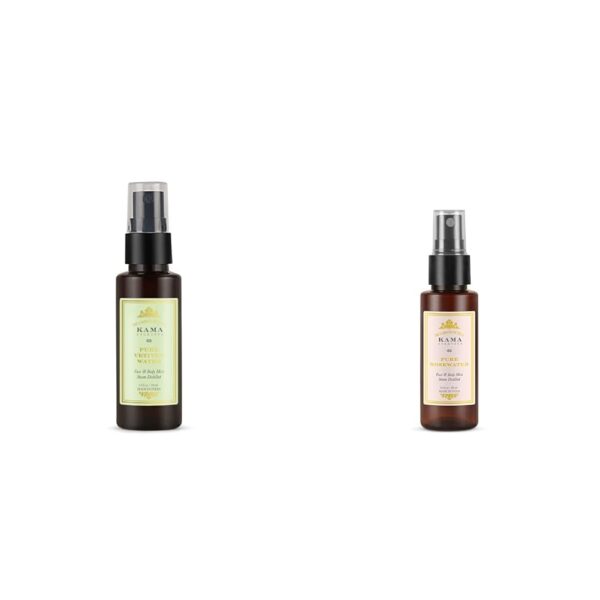 Kama Ayurveda Pure Vetiver Water, 50ml & Kama Ayurveda Pure Rose, Pack of 50ml liquid