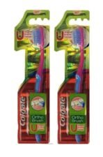 Colgate Ortho Brush Slim Soft Toothbrush 100% Whole Mouth Cleaner Cheek & Tongune Cleaner Shaped Bristle Design Pack Of 4Pc, Manual, Adult, Pink - Fast Shipping to USA & Canada