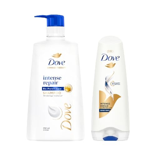 Dove Intense Repair Shampoo 650ml & Dove Intense Repair Conditioner 175ml, Combo | Enriched With Keratin Actives to Smoothen Dry and Frizzy Hair - Deep Conditions Damaged Hair for Men & Women - Fast Shipping to USA & Canada