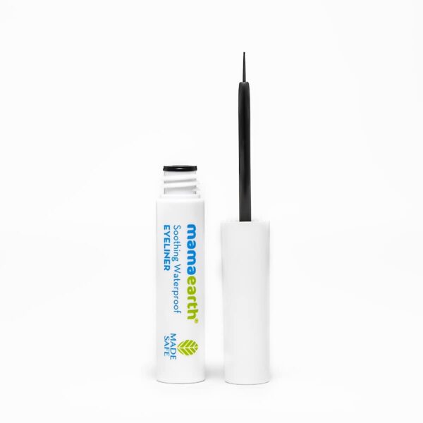 Mamaearth Soothing Waterproof Glossy Finish Liquid Eyeliner With Almond & Castor Oil For 10 Hr Long Stay - 3.5 Ml, Black - Fast Shipping to USA & Canada