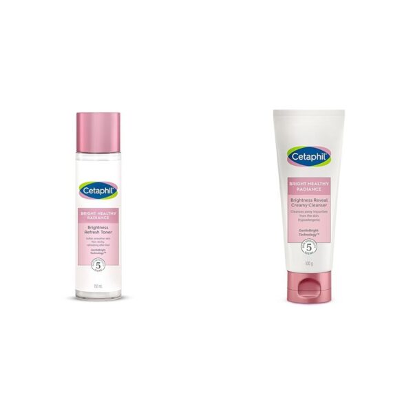 Cetaphil Bright Healthy Niacinamide Vitamin B3 Sea Daffodil Extract Radiance Refresh Toner Cream White Pack of 150ml Brightness Reveal Creamy Cleanser 100 g - Fast Shipping to USA & Canada