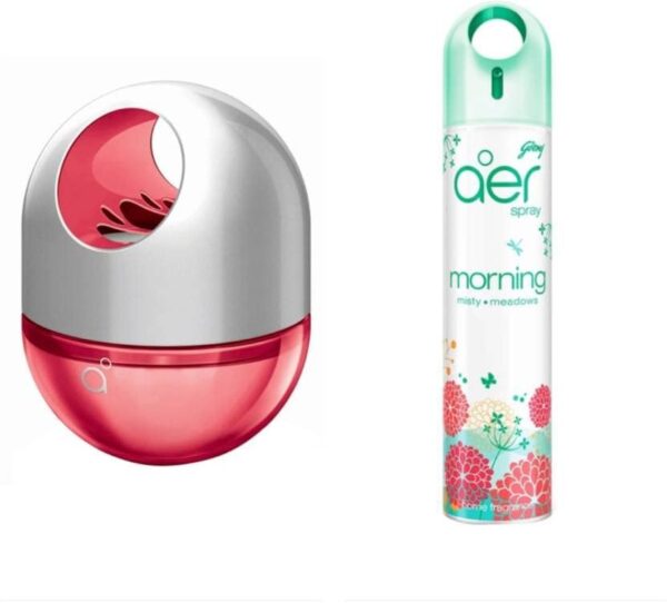 Godrej Aer Twist Petal Crush Pink & Spray Morning Misty Meadows Air Freshener Diffuser, Spray (2 x 157.5 ml) - Fast Shipping to USA & Canada