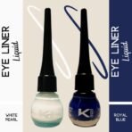 KINDED Eye Liner Liquid Waterproof Smudgeproof Longlasting Insta Bold Look Intense Colour Pigments Quick Drying Eyeliner Combo (5 ml each, Matte Finish, Royal Blue & White Pearl) - Fast Shipping to USA & Canada - Image 4