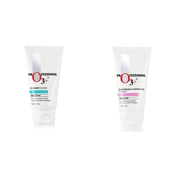 O3+ Volcano Scrub (50G) & O3+ Brightening and Whitening Face Wash, 50g Combo - Fast Shipping to USA & Canada