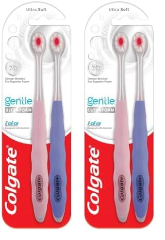 Colgate Gentle Toothbrush Ultrafoam, Ultra Soft Manual Toothbrush For Adults-2 Pcs, Multi Colour (Pack of 2) - Fast Shipping to USA & Canada