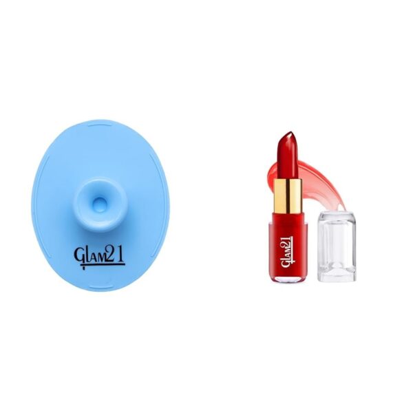 Glam 21 Silicone Face Cleanser Scrubber (Big) Jelly Pop fruity gel lipstick| Moisturising Glossy Finish Gives a Natural Colour Lightweight 02- Strawberry Red, 3.5gm - Fast Shipping to USA & Canada