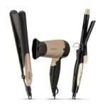 Vega Miss Versatile Styling Set Straightener, Curler & Dryer Gift Combo for Women, 1000W Hair Dryer with 2 Head/Speed Setting, Hair Straightener & Curler comes with Ceramic Coated, (VHSS-03), Black - Fast Shipping to USA & Canada - Image 2