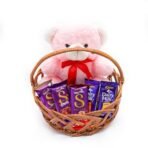 Cadbury Dairy Milk Silk Special Valentine's Gift Basket with Teddy Bear, 222 g - Fast Shipping to USA & Canada - Image 2